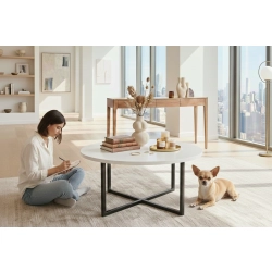 STOLIK KAWOWY Metalowy Blat Biały Płyta MDF  STK-925